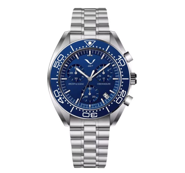 1 1 Blue Reloj cronógrafo multifunción para negocios, luminoso y resistente al agua, con esfera de cristal de zafiro