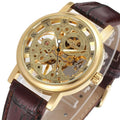 1 1 Dorado Winner - Reloj  mecánico transparente con esqueleto dorado