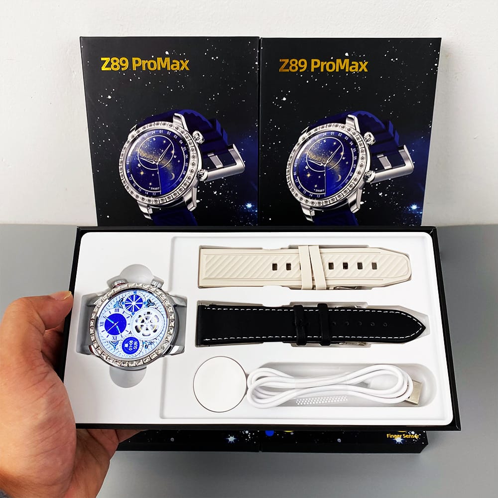 1 1 Ivory White Reloj inteligente Full Diamond Disc Watch Z83 Max con pulsera para deportes al aire libre