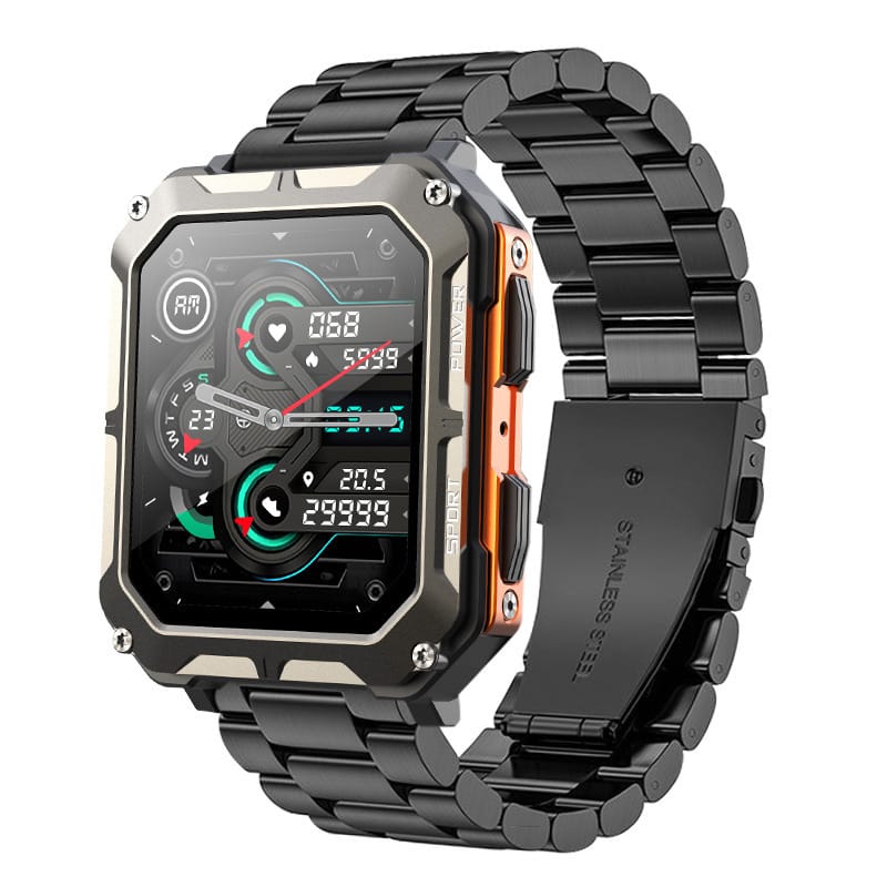 1 1 Orange Black Three Plants Reloj inteligente Bluetooth para exteriores, con tres funciones de prevención de llamadas