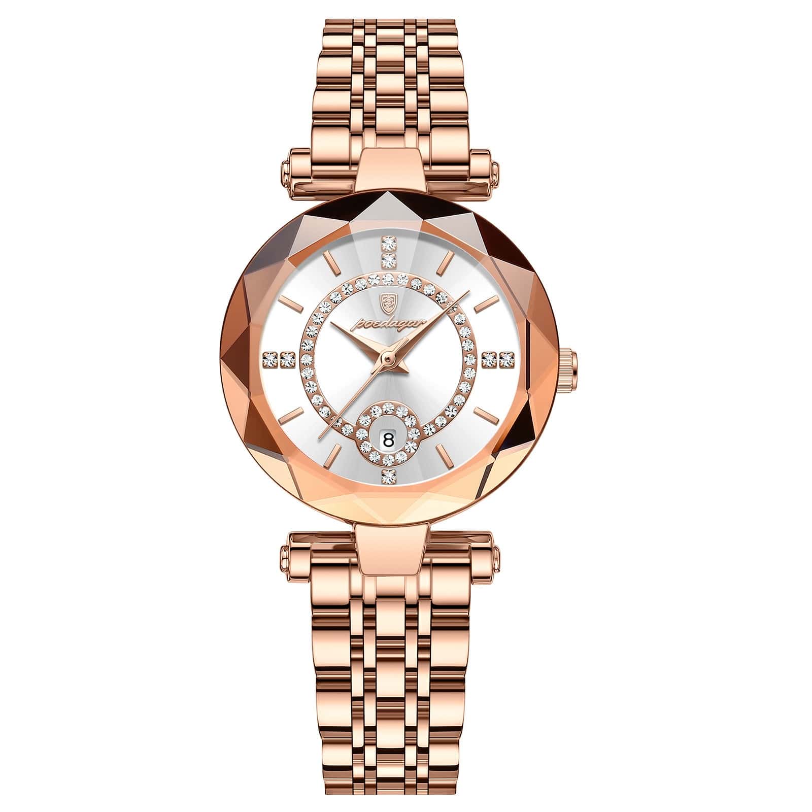 1 1 Rose Gold White Reloj de aleación ultrafino de cuarzo para mujer, resistente al agua y de moda