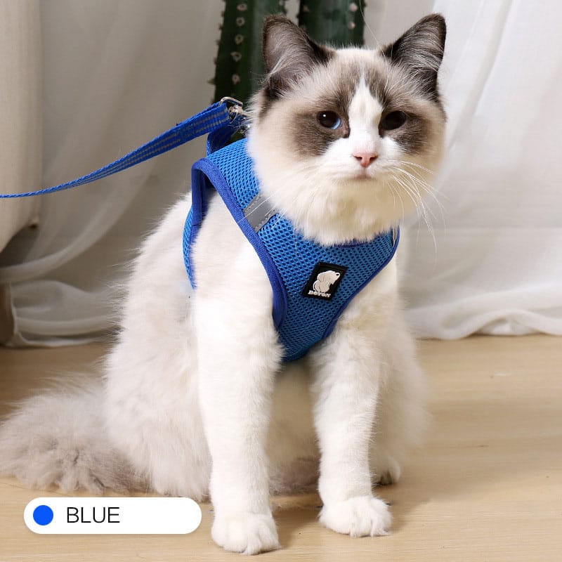 1 0 Blue / L Arnés de tracción antigolpes para gatos