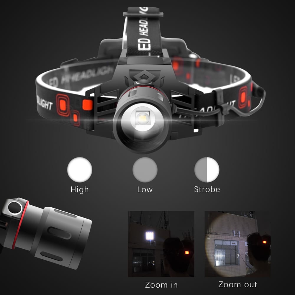 1 0 Faro T6 con luz blanca, luz verde y luz roja con zoom