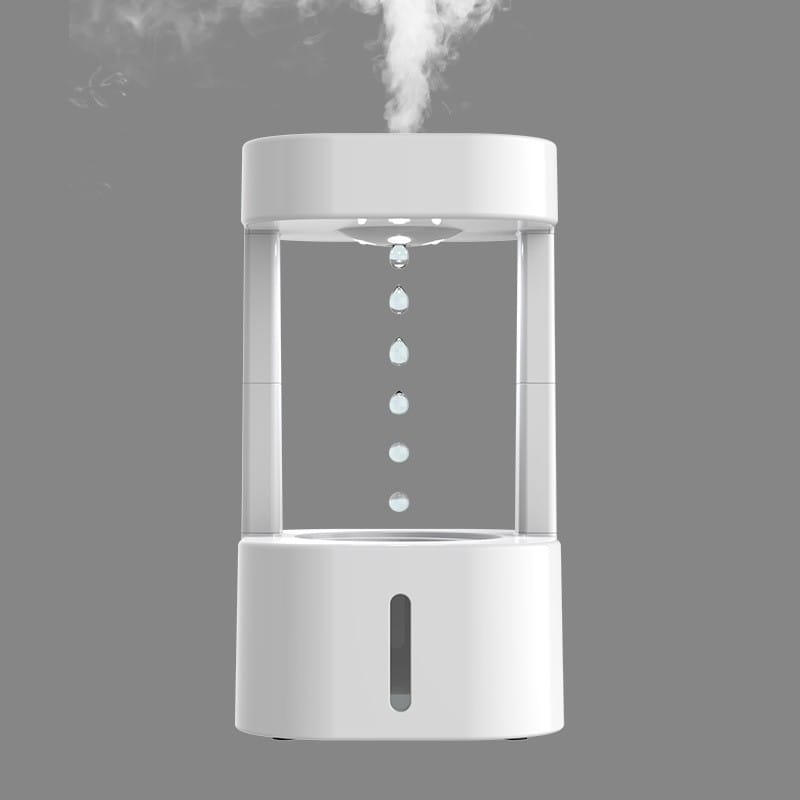 1 0 White Humidificador creativo antigravedad con forma de gota de agua, pulverizador de niebla para aire acondicionado, ideal para el hogar, dormitorio y oficina, con depósito de agua de 580 ml